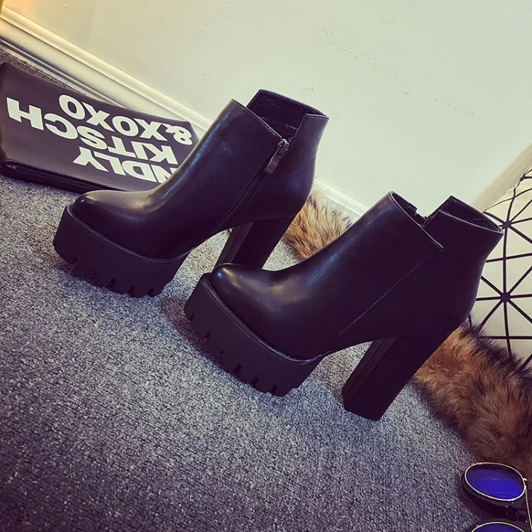 SZSGCN414/модные женские ботильоны на молнии сбоку Женские ботинки платформе и