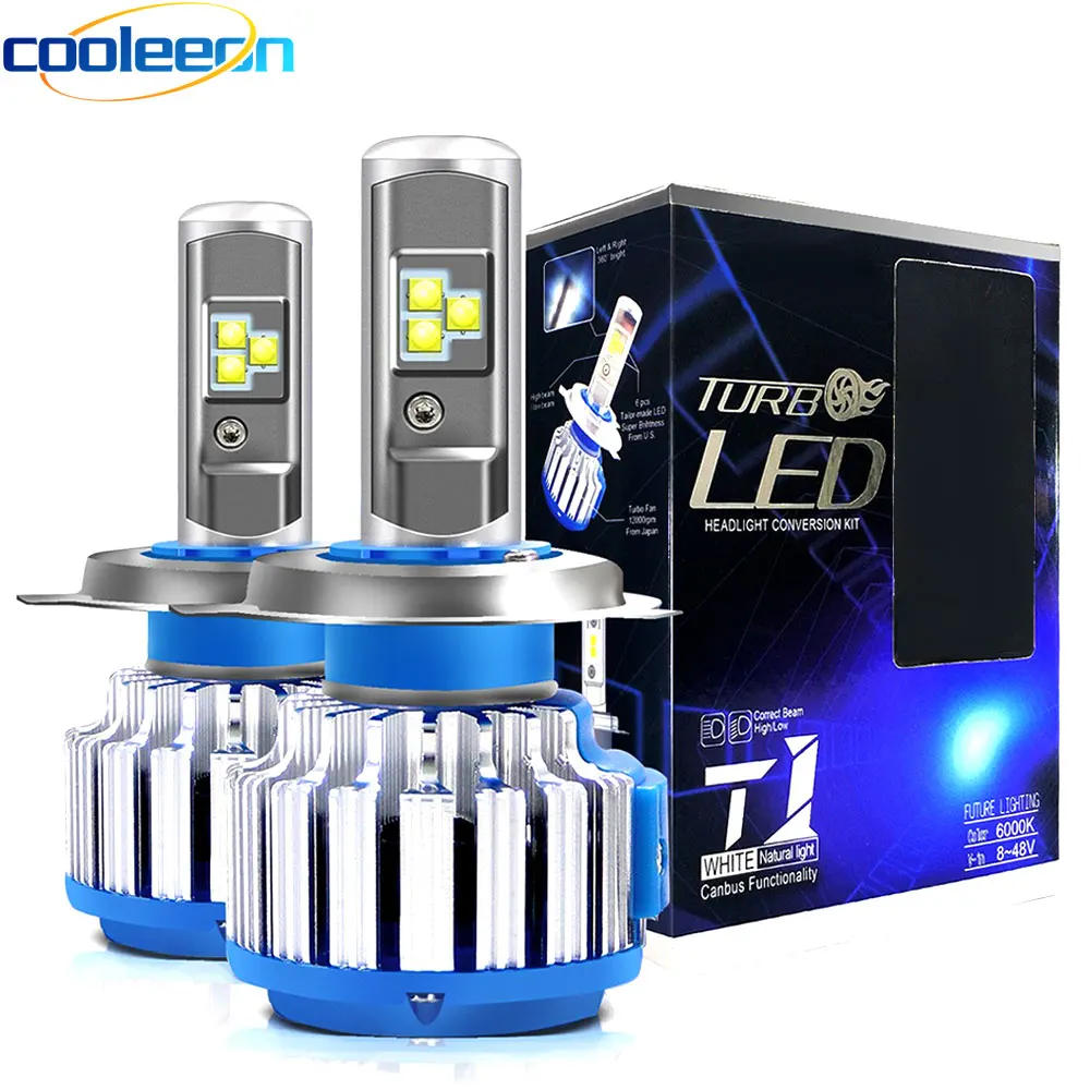 COOLEEON HL T1 светодиодный автомобиль лампа H7 H1 H4 Высокий Низкий Луч авто фары H3 H11 9005