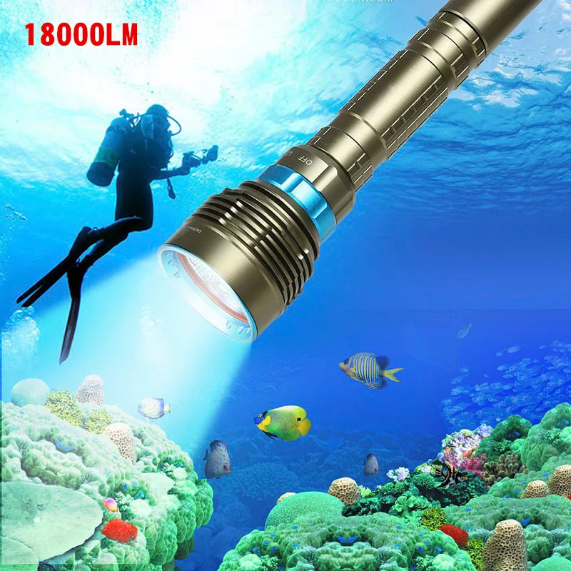 Adeeing 18000LM T6/15000LM T6 светодиодный Мощный светильник для дайвинга вспышка фонарь