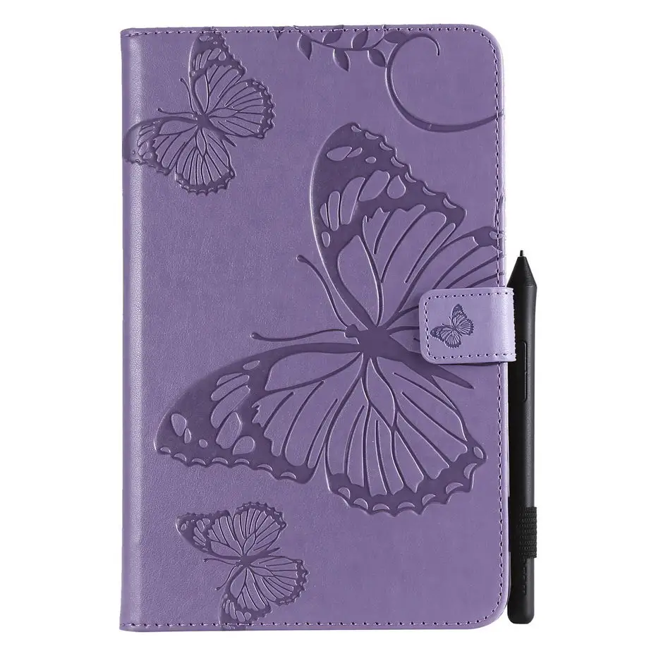 3D butterfly Flip Case for Samsung Galaxy Tab A 8.0 T387 T387V 2018 8.0&quot Funda Tablet PU Leather Cover Stand Shell +Stylus+film |