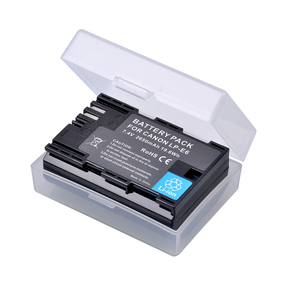 Литий-ионный аккумулятор LPE6 LP E6 2 шт. 2650 мач перезаряжаемый для Canon EOS 5DS R 5D Mark II 3 III 6D