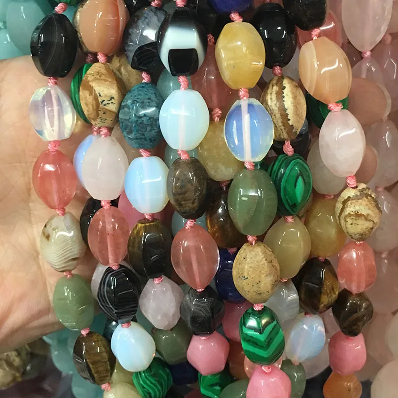 Mix-color Натуральный камень ожерелье Агаты ожерелье с кварцевым камнем 23 Цвета на выбор 10x14 мм 18 дюймов - Окраска металла: Mix-color