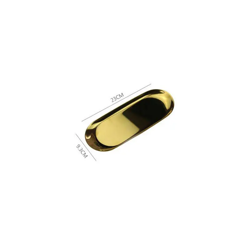 Gold large Овальный поднос для хранения ювелирных изделий в скандинавском стиле, поднос из нержавеющей стали, поднос для закусок, металлический поднос для хранения, золотое украшение, органайзер для дома - Цвет: Gold large