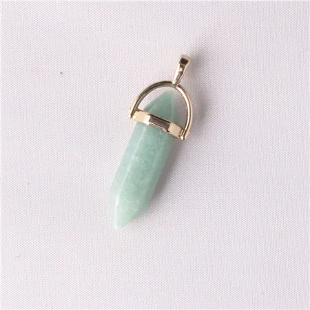 Green Aventurine 50 шт./лот отобранный натуральный камень ребёнка кварцевые Подвески шестиугольные исцеляющий рейки 7 маятник с чакрами - Окраска металла: Green Aventurine