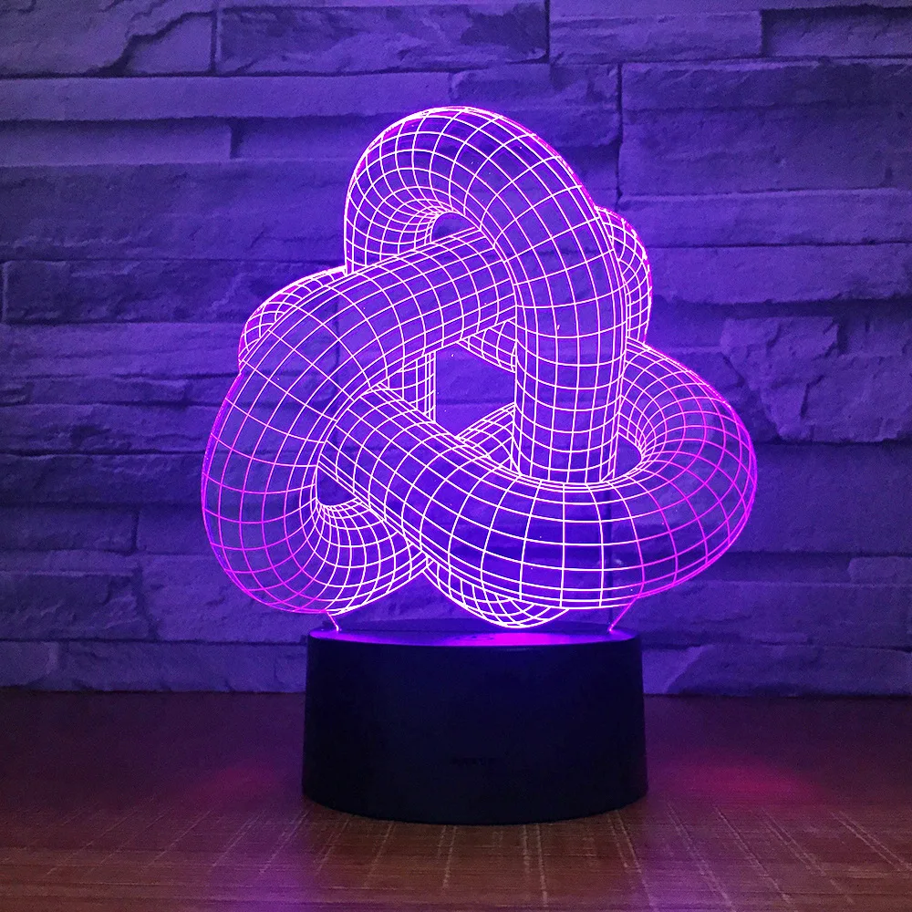 

Abstract Circle 3D LED Night Light Hologram Illusions 7 Colors Change Decor Lamp Best Gift For Home Decorations