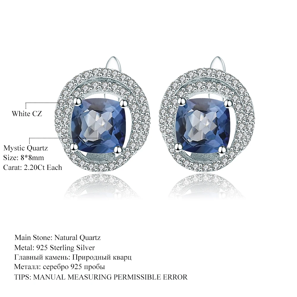 

Gem's Ballet 4.40Ct Natural Iolite Blue Mystic Quartz Genuine 925 sterling silver Clip Earrings For Women Fine Costume Jewelry