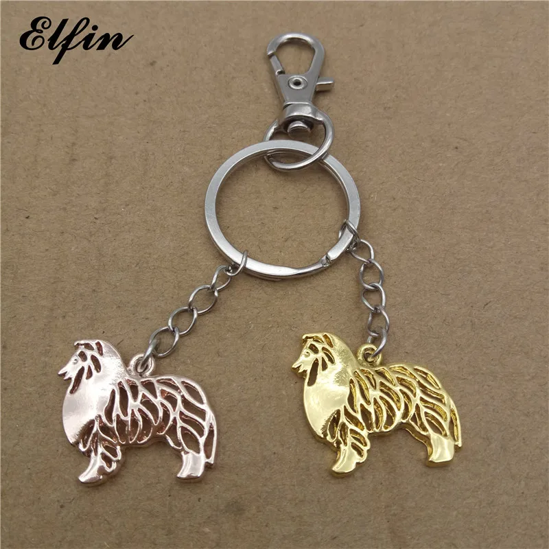 Elfin трендовые грубые брелки колли золотого цвета серебристого для животных