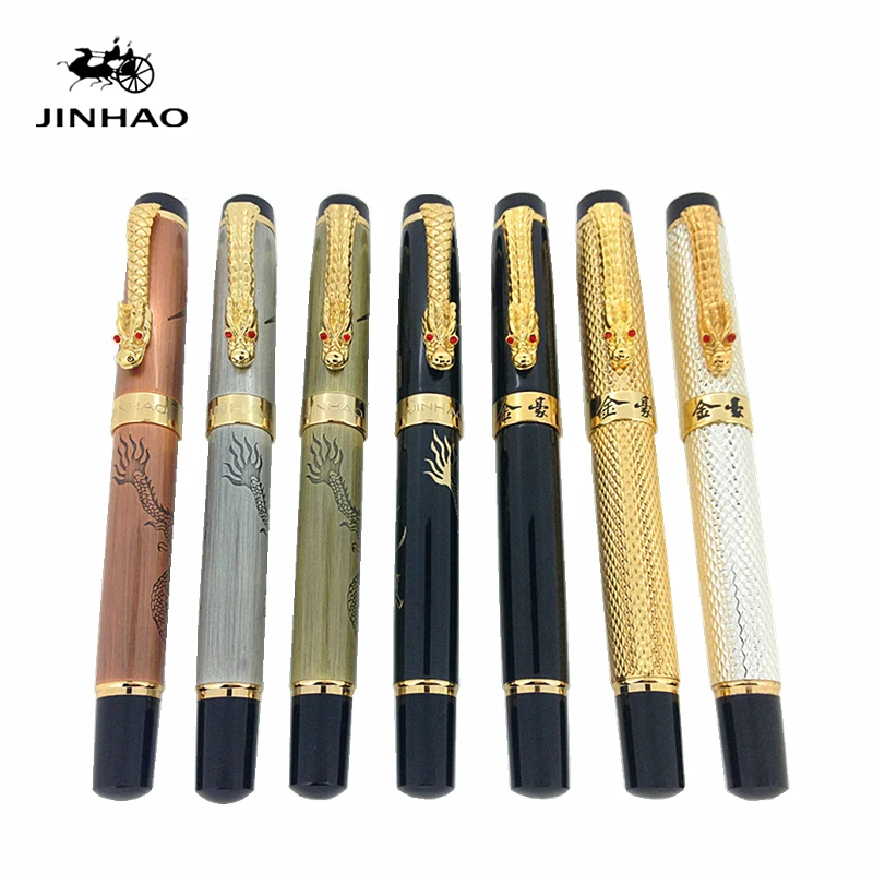 Jinhao восточные Дракон авторучка с 0 5 мм перо Роскошные Металлические чернильные