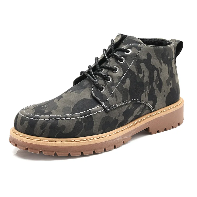 Модные камуфляжные Мужские ботинки в байкерском стиле для отдыха ботильоны с