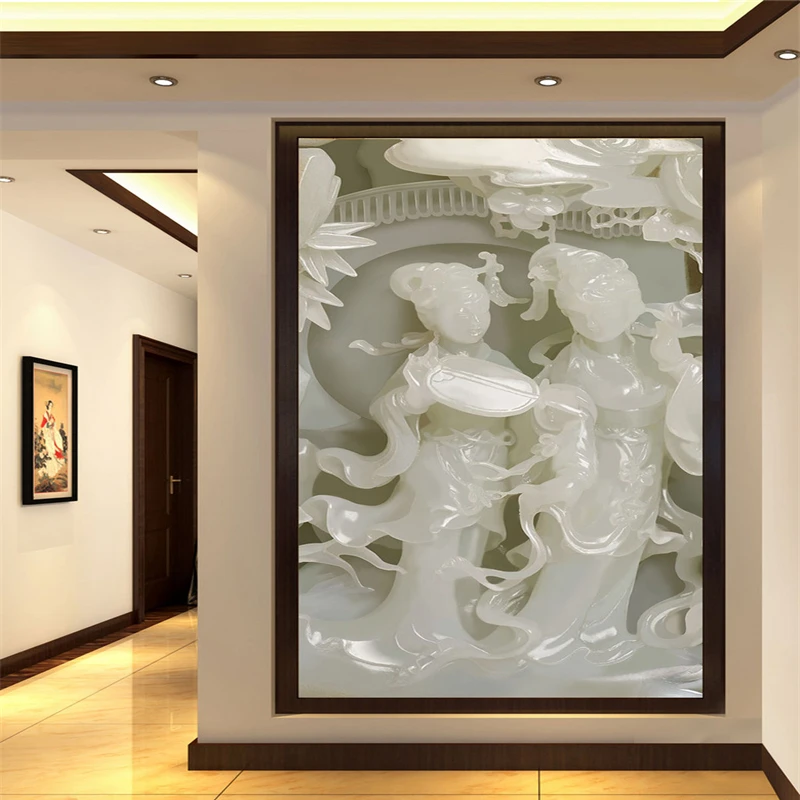 

beibehang Custom Wallpapers 3D Stereo Home Decoration Painting High Definition Lotus Pond Moonlight Fairy TV Wall Entrance