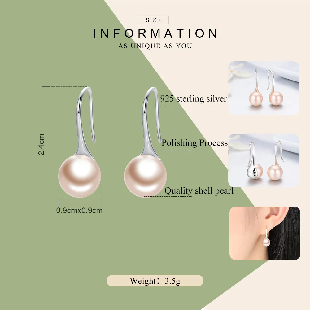 Женские серьги подвески WOSTU элегантные из стерлингового серебра 925 пробы с