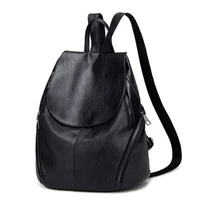 casual women backpack female pu leather backpacks black bagpack bags for college students girls young lady travel back pack