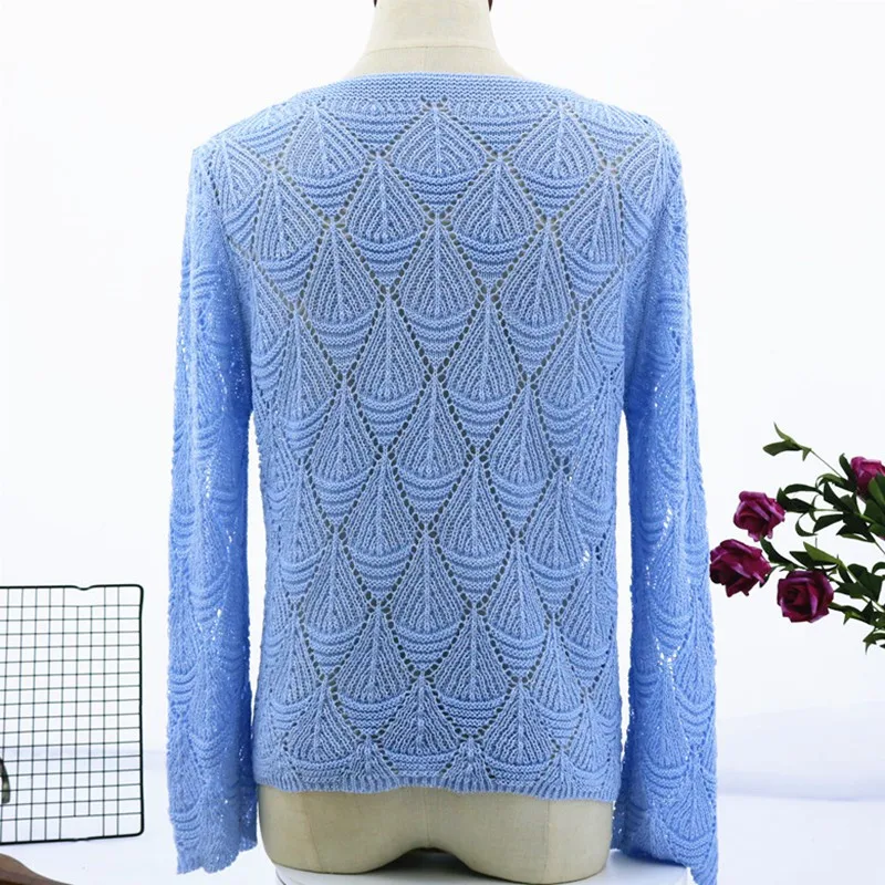 GIGOGOU Spring Summer Autumn Women Sweater V Neck Hollow-out Pullovers Drawstring Long Sleeve Crop Top Knit Lurex Jumper Female | Женская