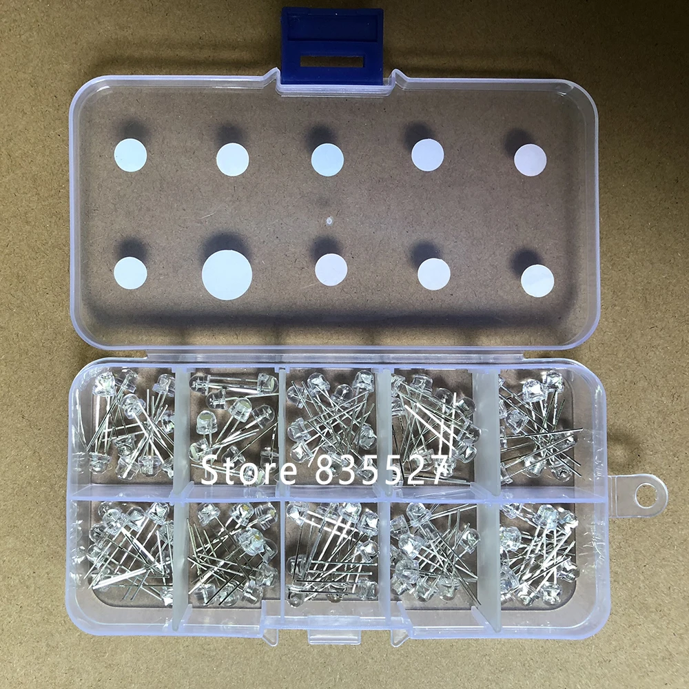 100 шт./кор. микс 5 мм LED F5 набор соломенных шапок теплый белый зеленый красный синий