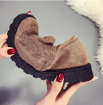 Aleafalling/женские сапоги из флока с заячьими ушками уличные теплые без застежек WBT283 |