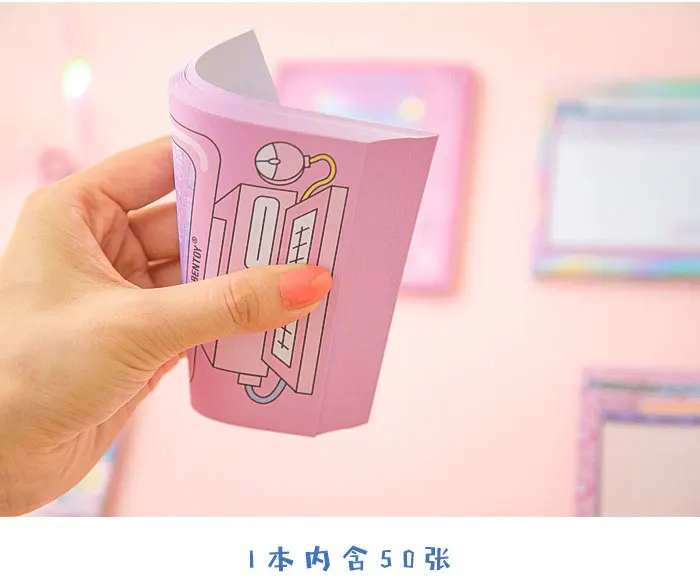 1 Набор блокнотов для заметок Липкие заметки Kawaii милый розовый бумажный блокнот для девочек дневник в стиле Скрапбукинг наклейки канцелярские закладки для офиса и школы