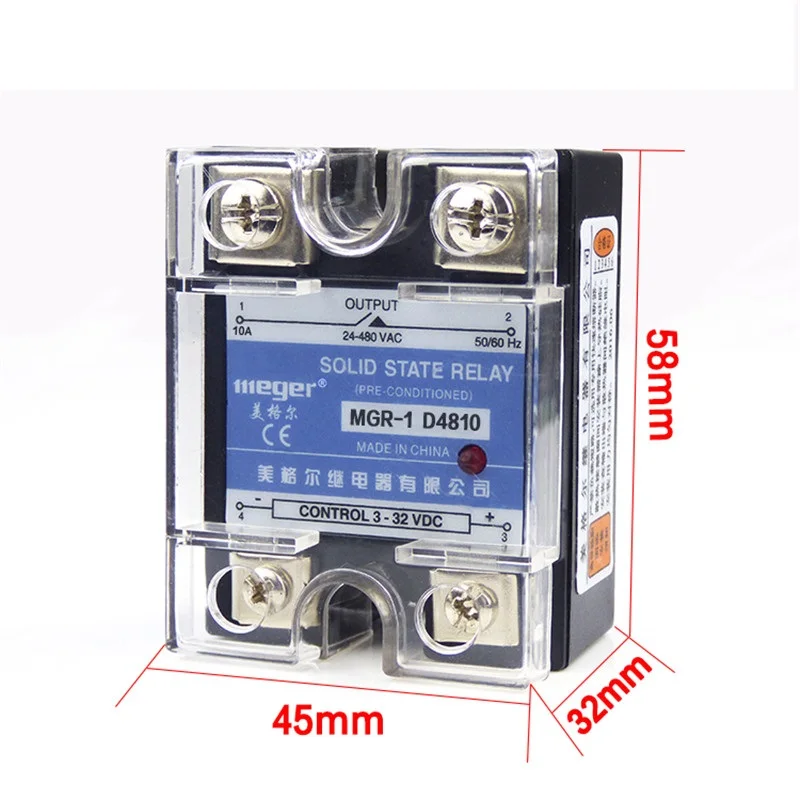 Обычное открытие однофазного твердотельного реле SSR D4810 10 А постоянный ток