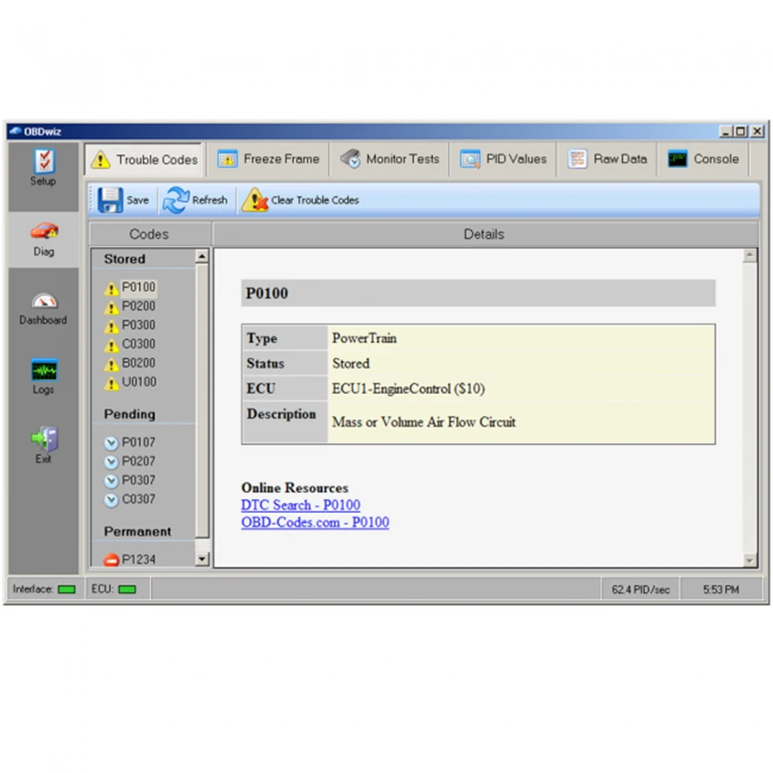 OBDLink SX USB 425801 диагностический интерфейс и OBDWiz программное обеспечение для Windows