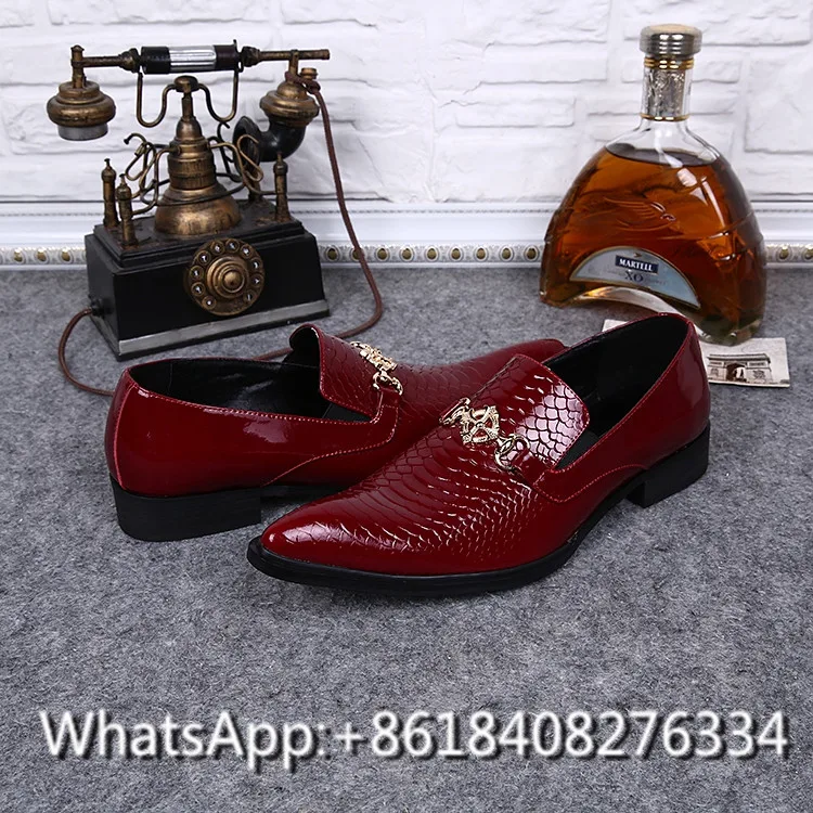 High Quality Men Shoes British Style Mental Decoration Genuine Leather Shoe Red Slip on Dress Wedding Business Men's Flats | Обувь