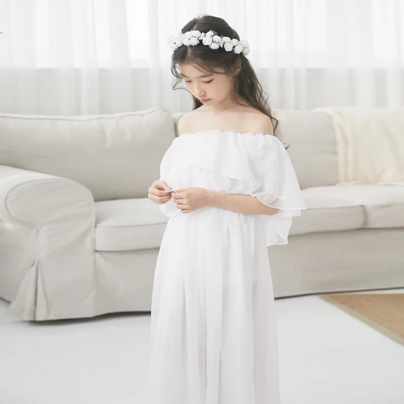 Off Shoulder Evening Dress for Little Girl 2019 Fairy Princess Wedding Party Maxi Big Teenager | Детская одежда и обувь