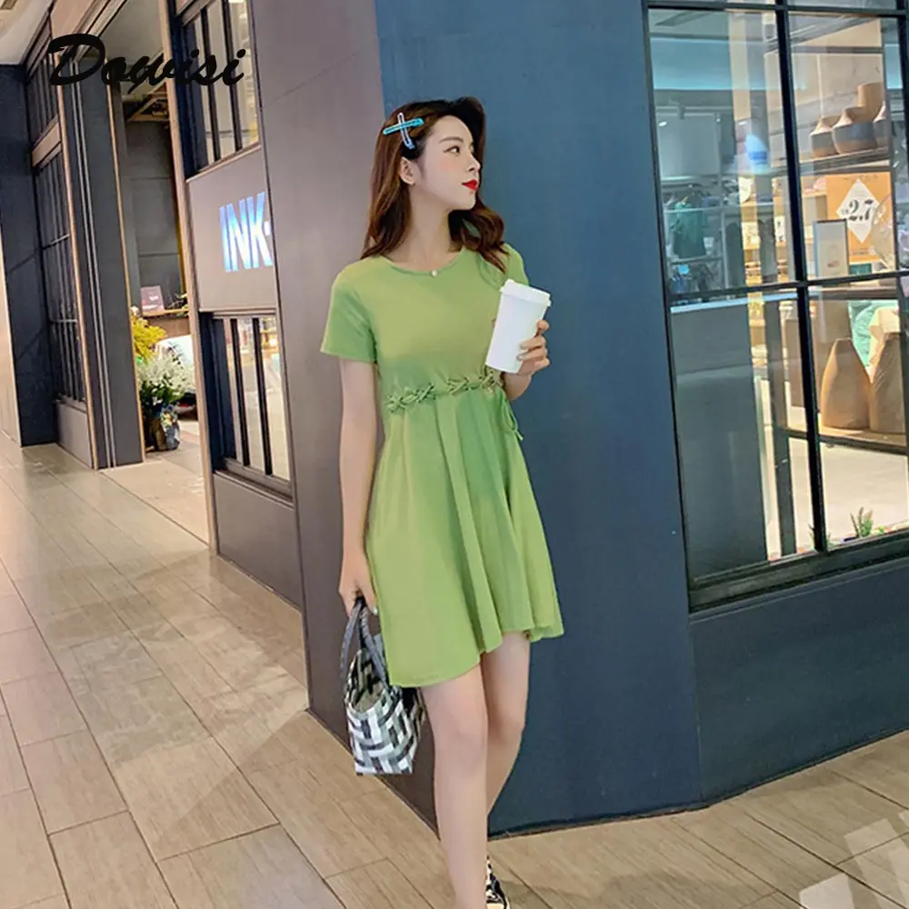 Dowisi/зеленое платье с авокадо vestidos Новинка летнее для маленьких и чистых женщин