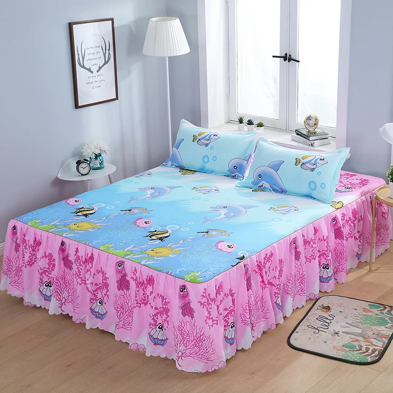 Bed Skirt-9 Домашний текстиль покрывало на кровать в европейском стиле покрывало из полиэстера и хлопка постельное белье с цветными цветами 150x200 см Размер королевы - Цвет: Bed Skirt-9
