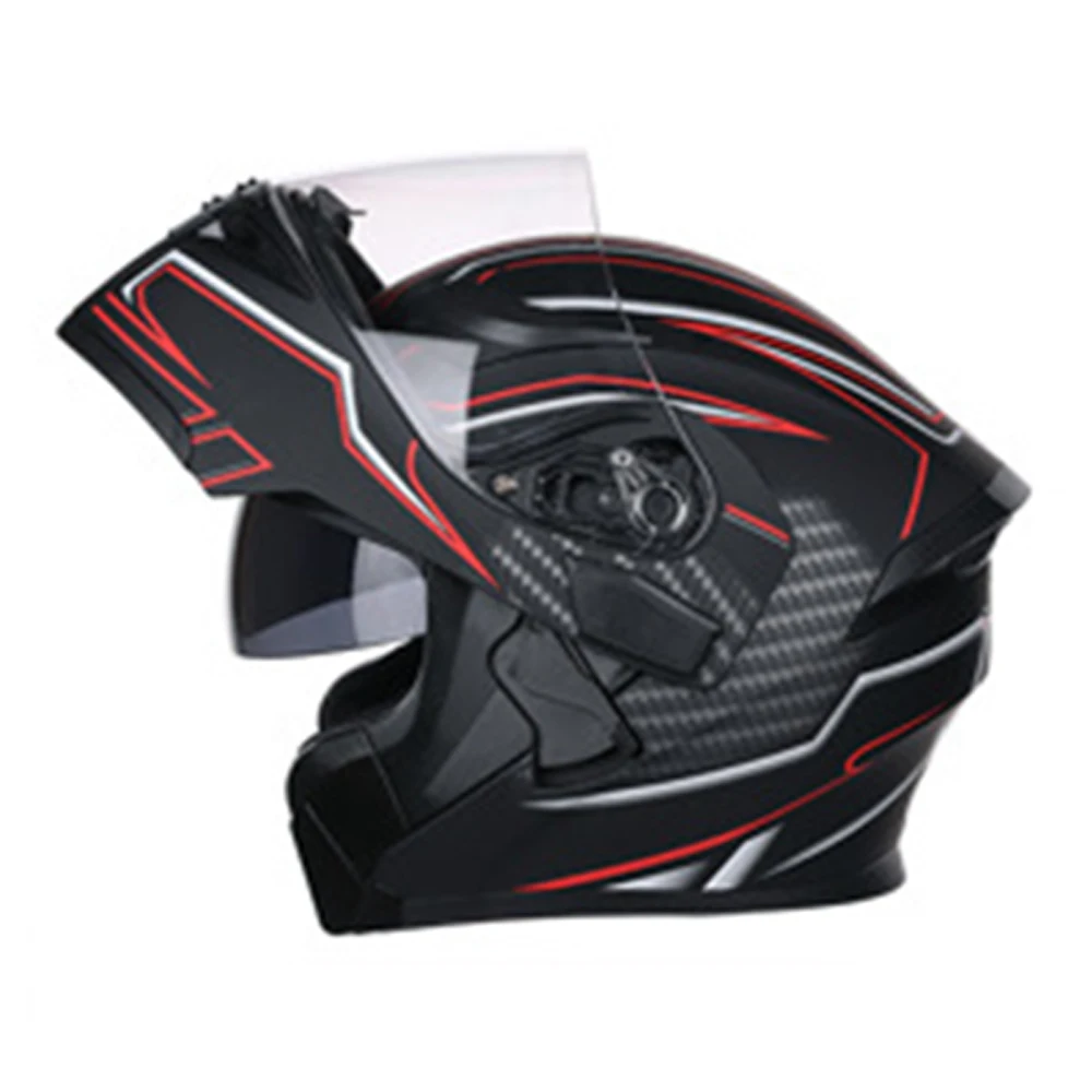 JK902- Black Red Мотоцикл Jiekai шлем флип-ап Краш шлем дышащий комфортный двойной объектив туринг мотоцикл полный шлем для мотоцикла - Цвет: JK902- Black Red