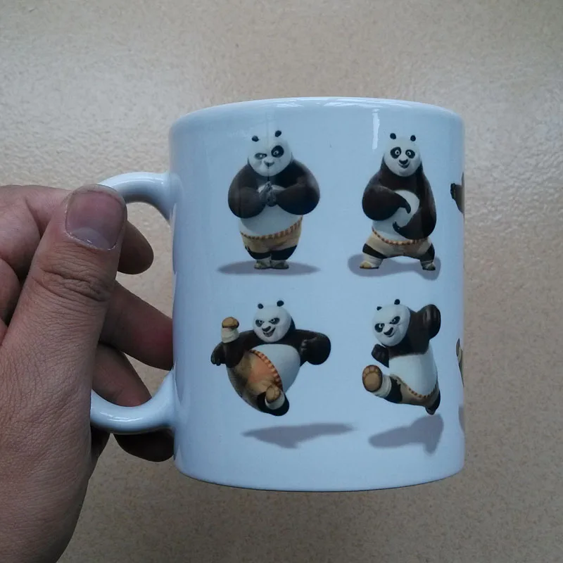 New Year Gifts For Children Kung Fu Moves Printing Coffee Mugs and Cups With Panda Emoticons Products | Дом и сад