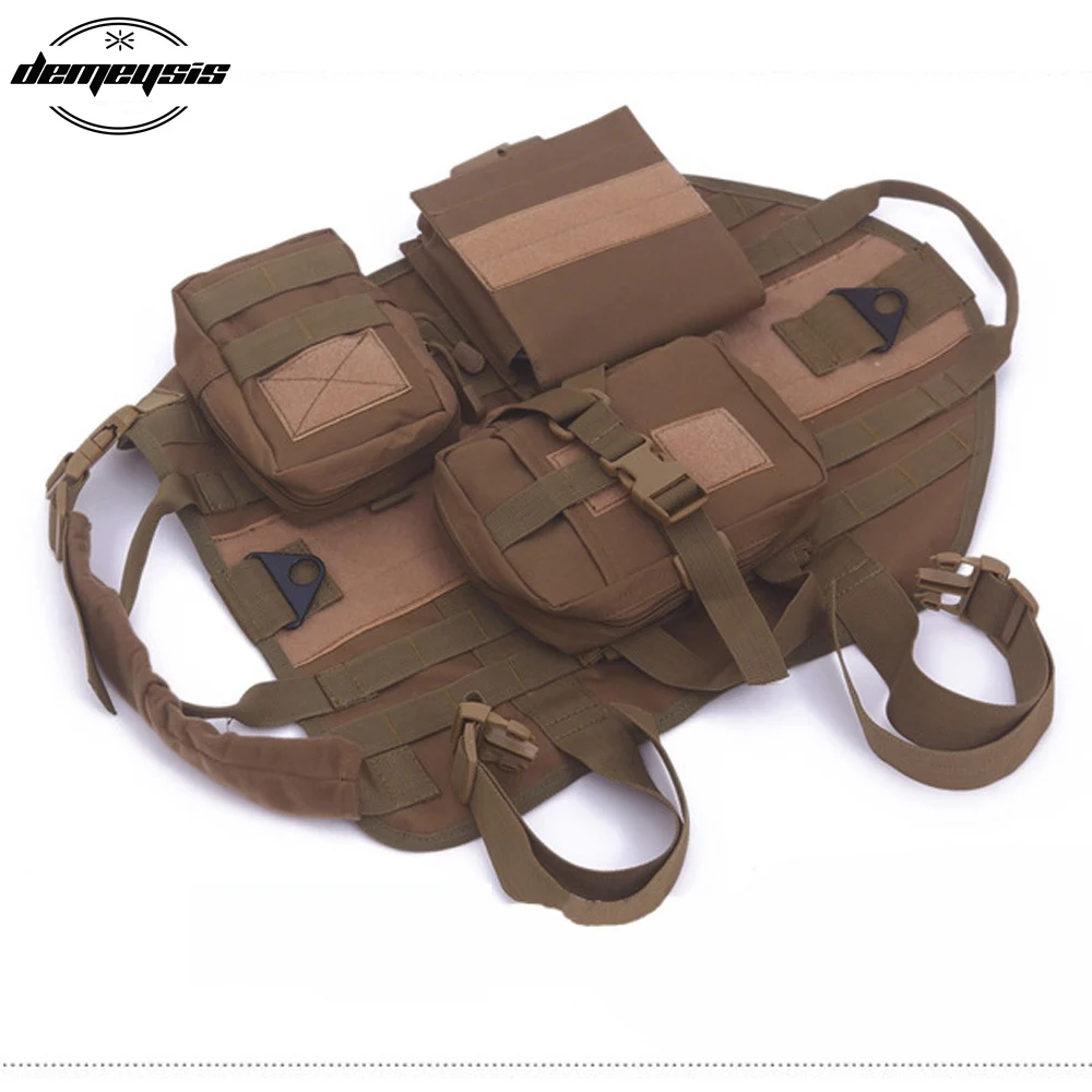 tan Военный жилет с системой Molle, тренировочный жилет для собак, Охотничий Жилет, уличный тренировочный жилет для собак, армейский тактический жилет, одежда - Цвет: tan