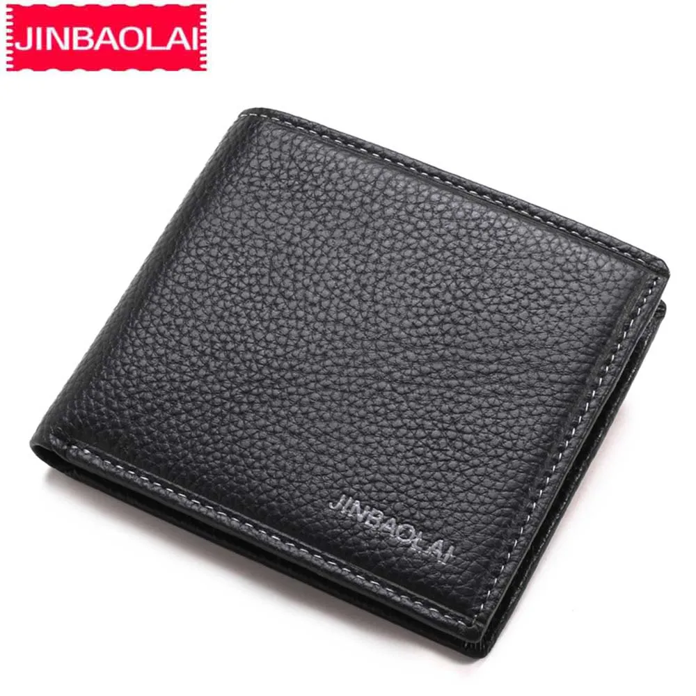 Короткие мужские кошельки JINBAOLAI из натуральной коровьей кожи тонкий держатель