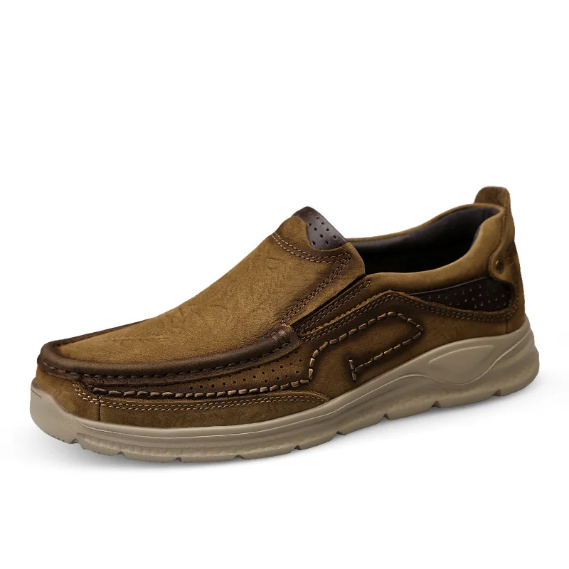 Full Grain Leather Shoes Men Flats Cow Casual Male Outdoor Walking shoes Top Quality Handmade Moccasins | Обувь
