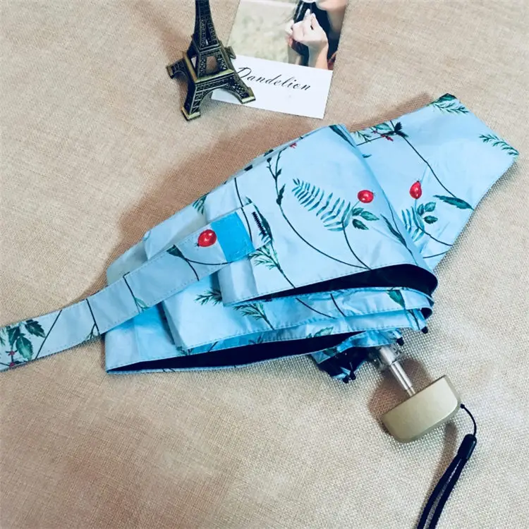 Floret -sky blue PALONY мини плоский Зонт от дождя Для женщин Красочные Портативный от дождя и солнца, анти-УФ солнцезащитный крем зонтики ветрозащитный карман зонтик - Цвет: Floret -sky blue