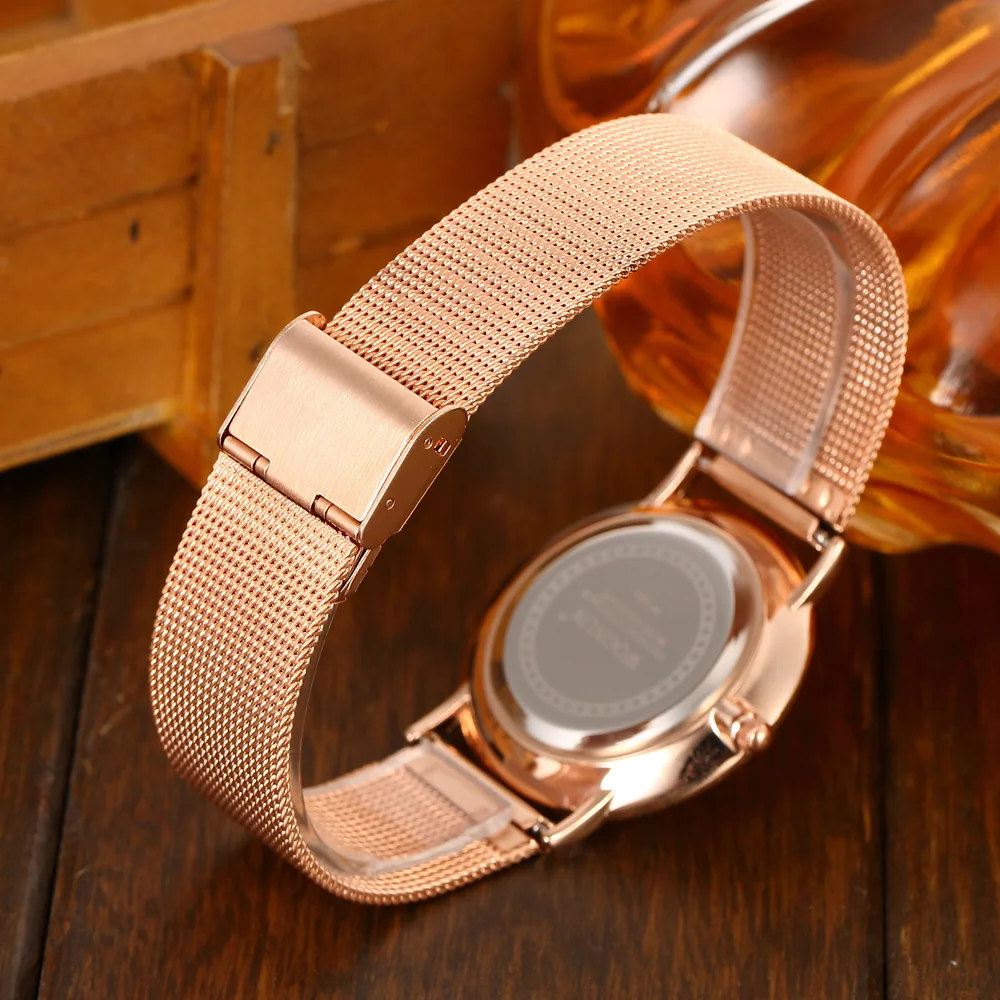 WOONUN Роскошные Для мужчин кварцевые часы от известного бренда из розового золота