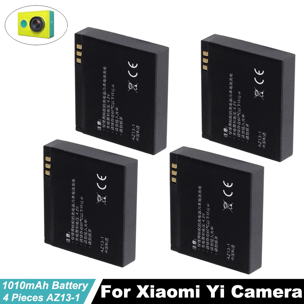 

4x 1010mAh 3.7V AZ13-1 Rechargeable Li-ion Battery for Xiaomi Yi XiaoYi Sports Action Camera DV Replacement Battery
