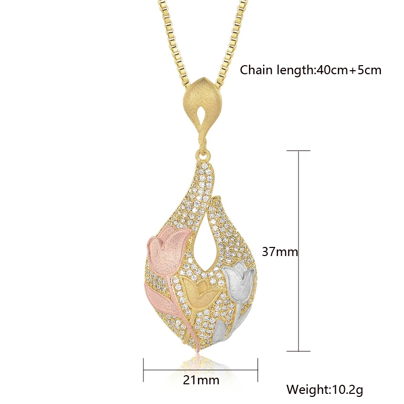 Mytys Элегантное ожерелье из трех золота матовое с подвеской в виде цветка