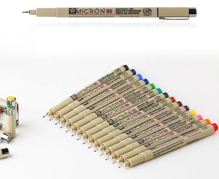 14Pcs Each Color 1Pc Набор ручек Sakura Pigma Micron 05 с тонкой линией 0,45 мм для черчения манга 14 цветов на выбор товары для рукоделия - Цвет: 14Pcs Each Color 1Pc