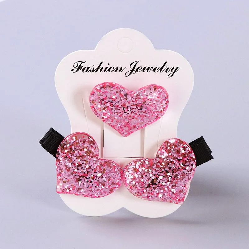 Heart Pink 3 шт./компл. модная модель в стиле «любящее Заколки для волос безопасности на голову эластичная повязка для головы с нахлестом милые Головные уборы акриловые красочный детский подарок для девочек на детей, с рисунками звездочек, детская - Цвет: Heart Pink