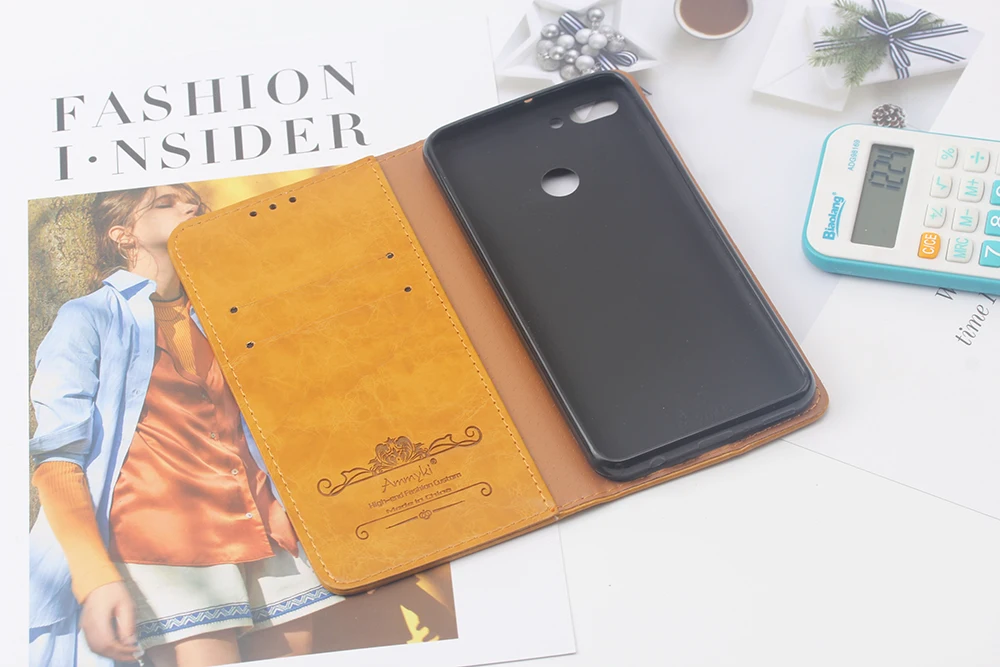 AMMYKI 5,93 'для huawei enjoy 8 plus, популярный кожаный чехол-книжка с металлическим треугольником, чехол для телефона 5,93' для huawei Y9 чехол