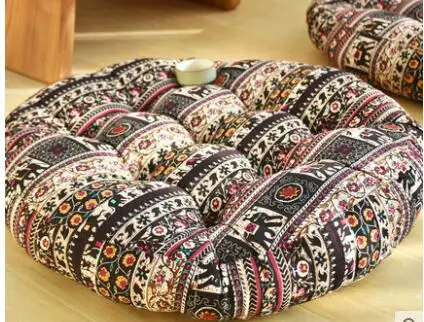 Круглая хлопковая льняная подушка для сиденья толстая ткань ретро балкона