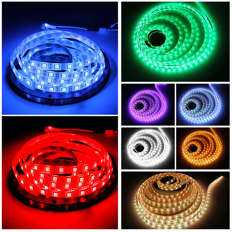 Светодиодный светильник 12 В постоянного тока, гибкая Диодная лента, RGB SMD 2835 5050, 44Key, полный комплект, водонепроницаемый, 5 м, 10 м, 15 м, светильник ing