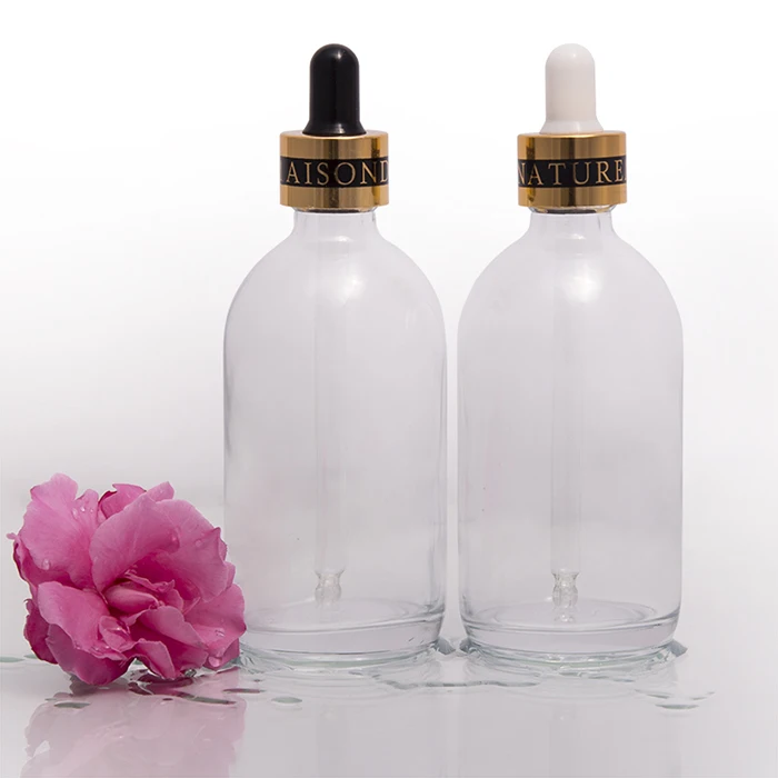 

2/6/10PCS 100ml Clear Glass Essential Oil Bottle with Black/White Gule Korean New Cosmetic Essence Refillable Package Container
