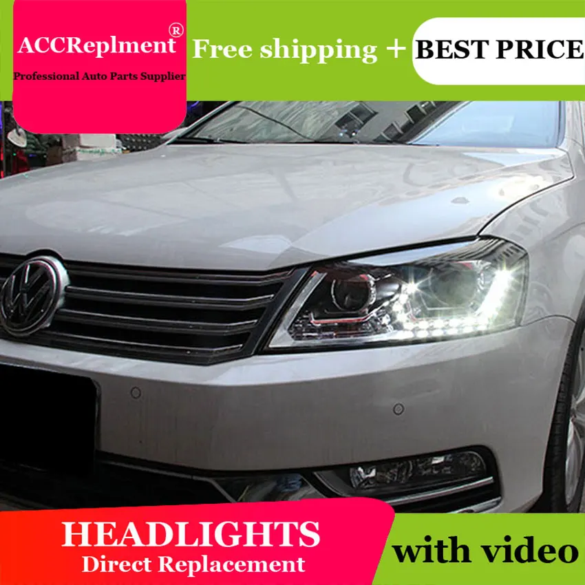 Автомобильный Стайлинг для 2012-2014 VW Passat B7 светодиодный фары Европейская версия DRL