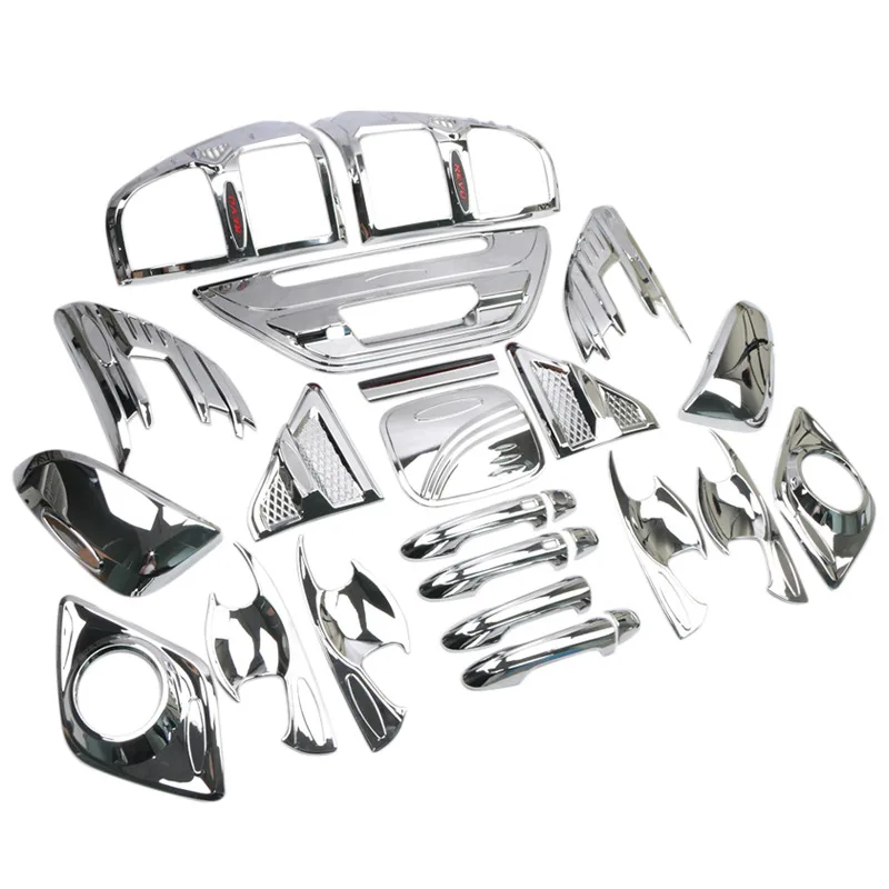 chromed (b model) Подходит для Toyota Hilux Revo 4 двери ABS Авто аксессуары комплект светильник зеркальная ручка масляный колпачок крышка планки 25 шт - Название цвета: chromed (b model)