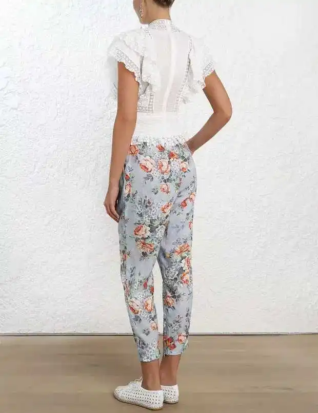 Подиумные Белые Кружевные блузы 2019 Женские винтажные элегантные оборки Boho