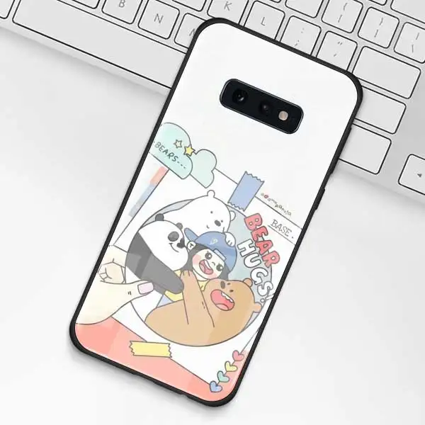 Милый чехол из закаленного стекла для samsung Galaxy S10 S10e S9 S8 S10 Plus Note 9 A50 A30 - Цвет: 010