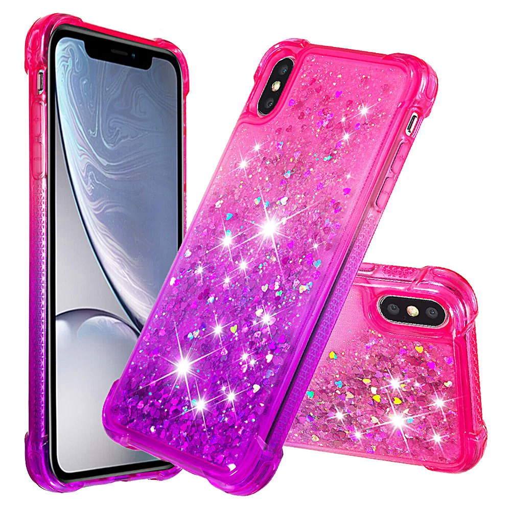 Tikono жидкие блестки песок Чехлы для мобильных телефонов iphone 6 6s 7 8 Plus X XR XS сердце