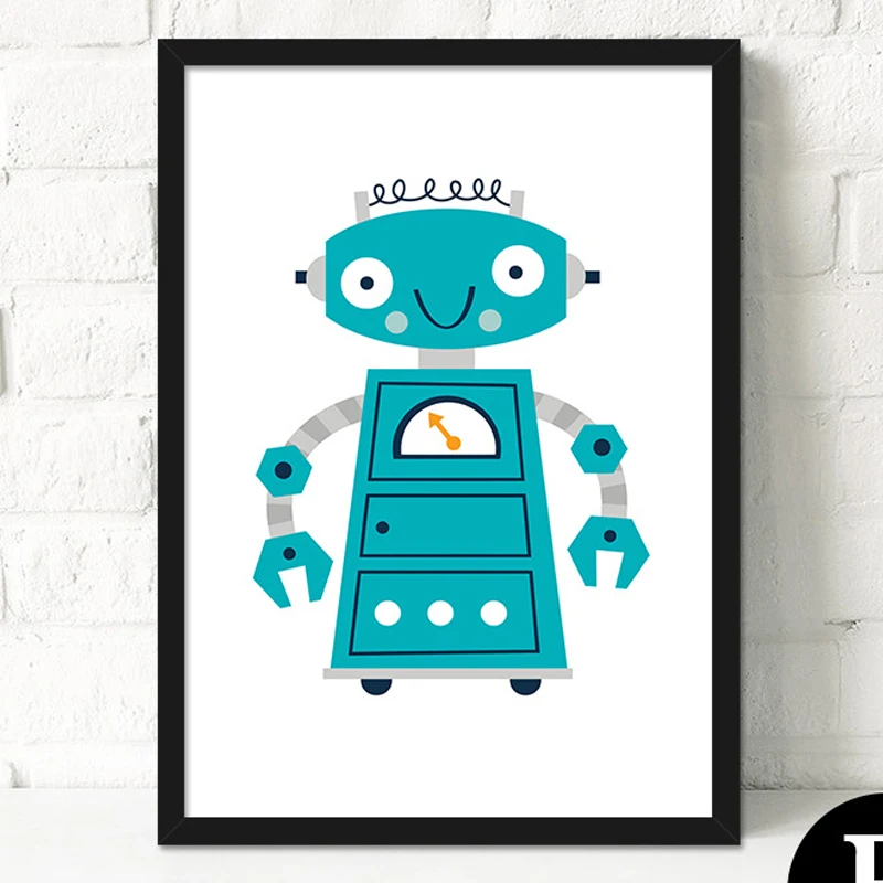 Классическая винтажная Настенная картина Картина на холсте с роботом ретро