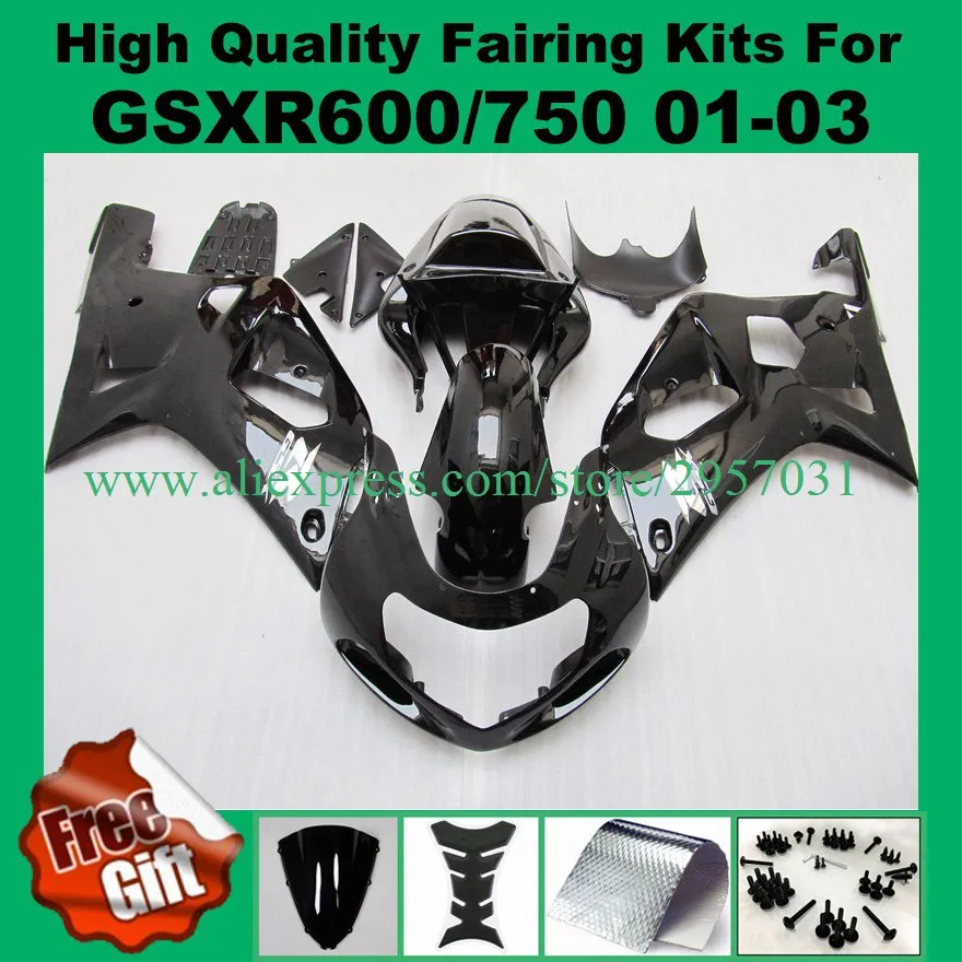 

9gifts Injection Fairings for GSXR600 GSXR750 01 02 03 K1 K2 K3 SUZUKI GSX-R750 GSX-R600 2001 02 2003 black fairing kits #B2LL3