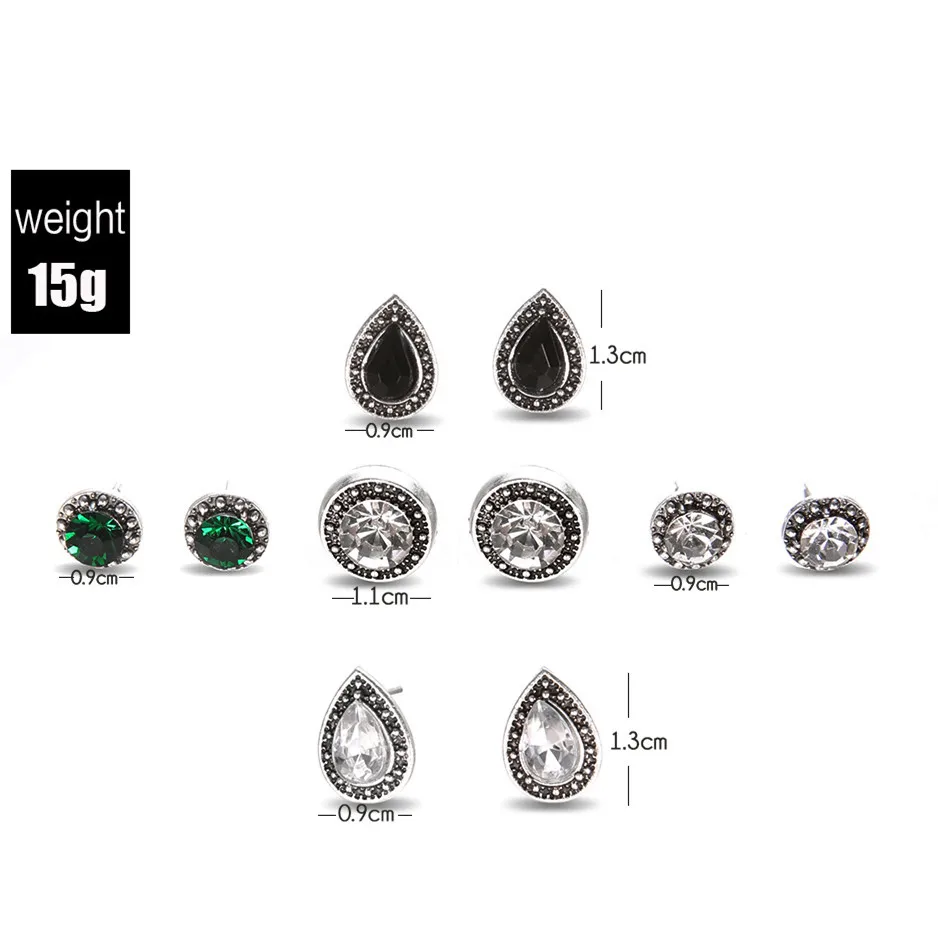 Женские серьги гвоздики в богемном стиле с кристаллами форме капли воды 5