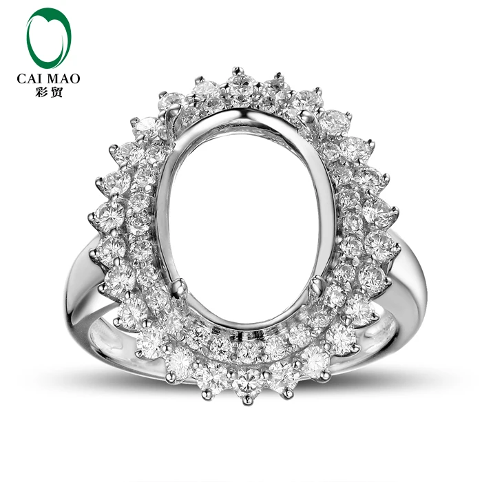 CaiMao полуустановочное кольцо овальной огранки и 0.93ct бриллиант 18k белое золото